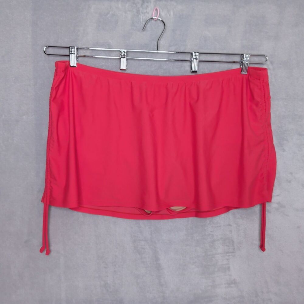 SWIM BY CACIQUE Coral Swim Skirt With Brief Size 24 High Waisted Ruched